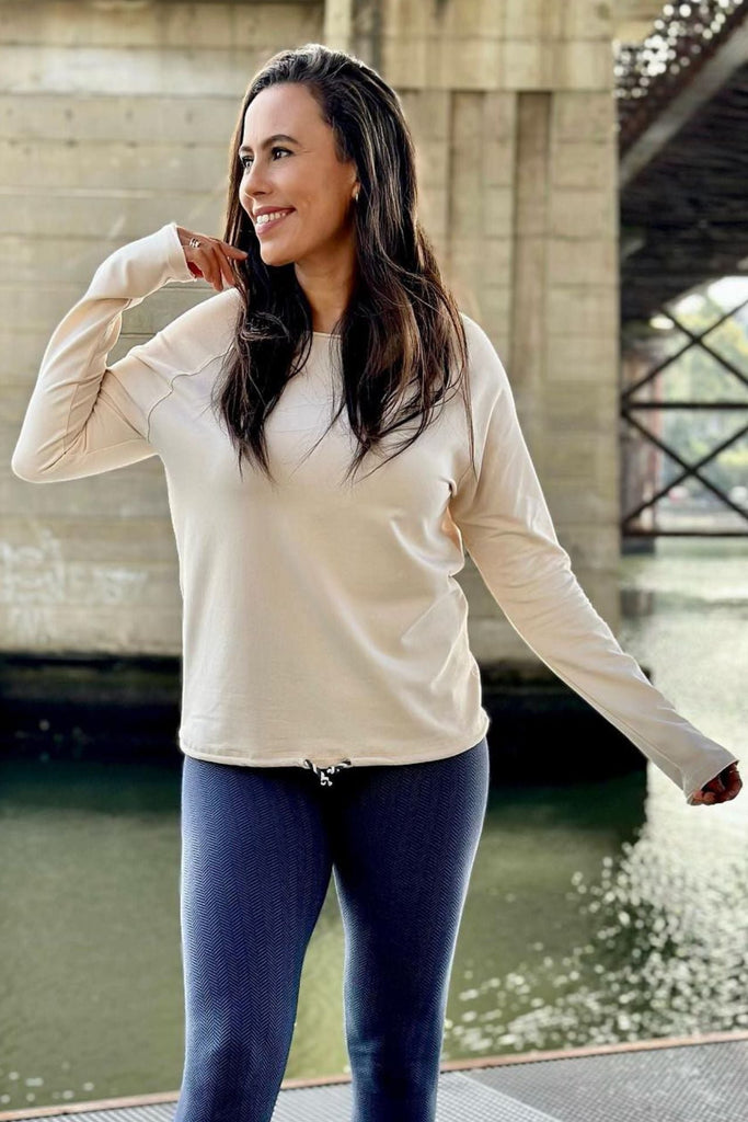 Surya Australia Organic Cotton Workout Top made in Nepal - Oatmeal