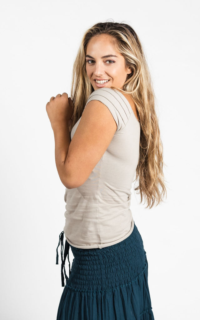 Surya Australia Organic Cotton 'Priya' Top made in Nepal - Light Grey