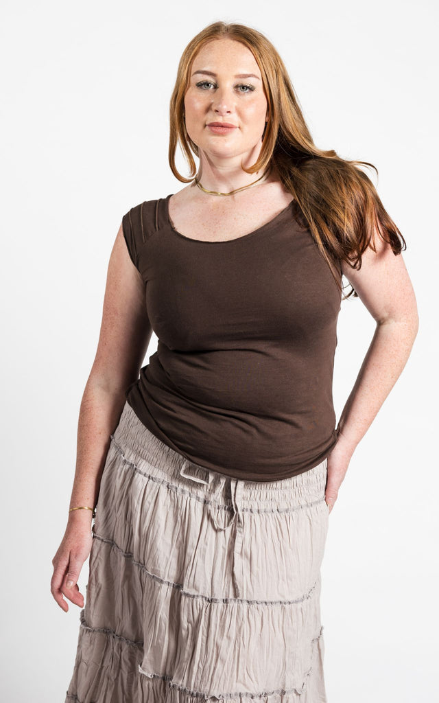 Surya Australia Organic Cotton 'Priya' Top made in Nepal - Chocolate