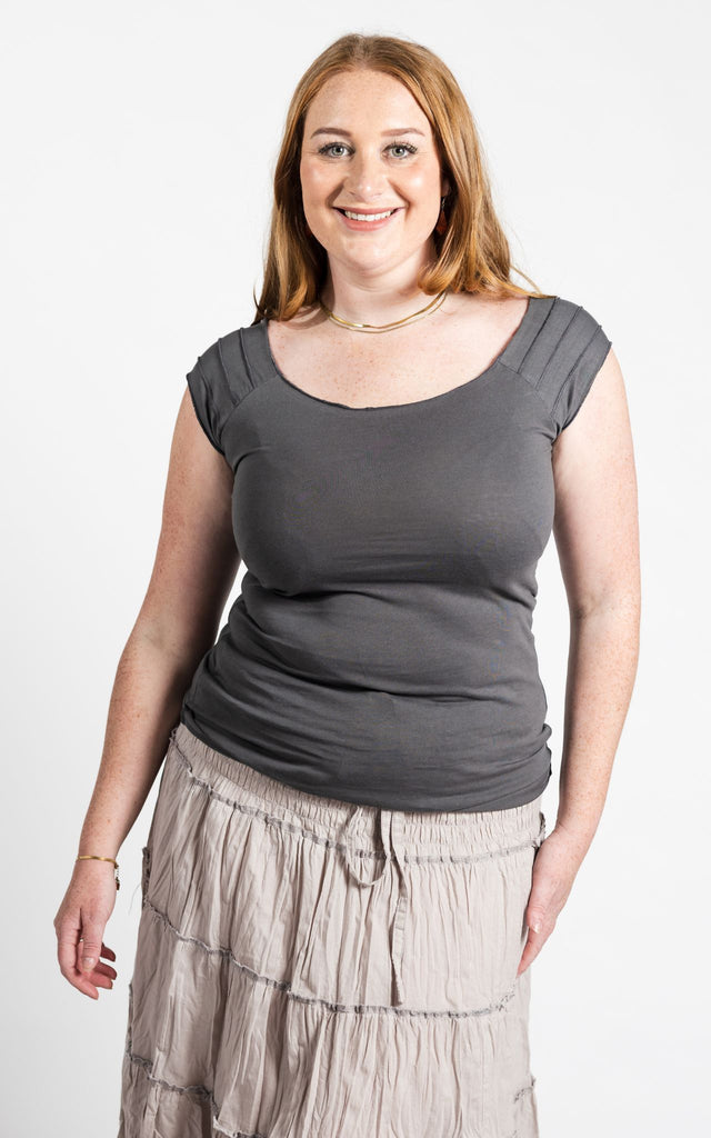 Surya Australia Organic Cotton 'Priya' Top made in Nepal - Grey