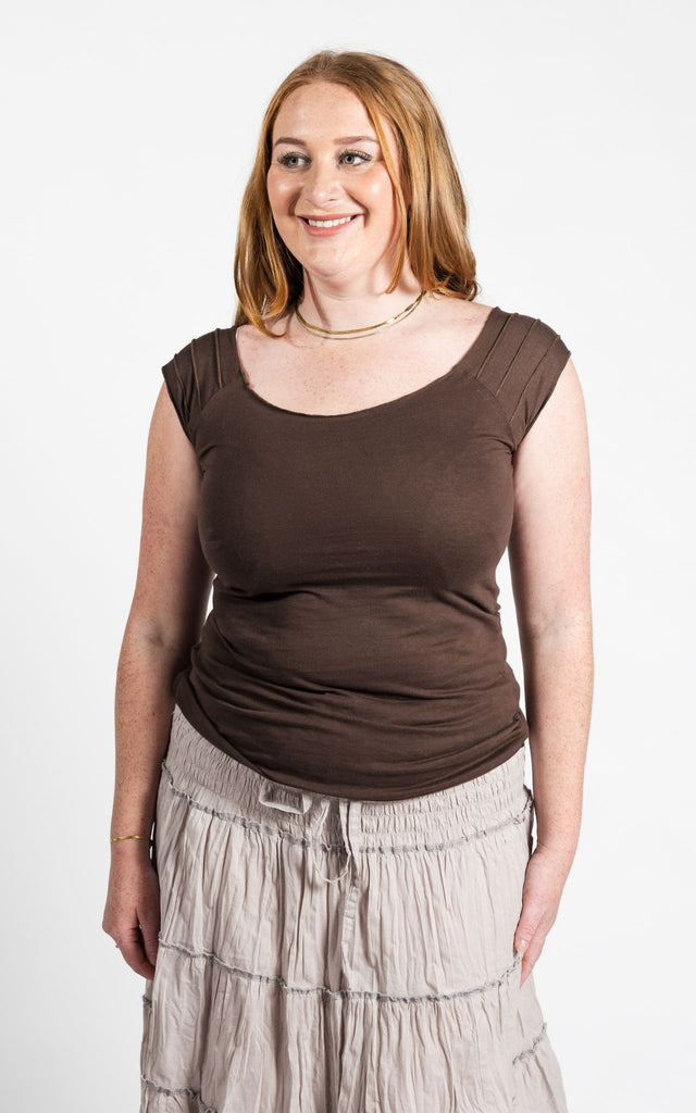 Surya Australia Organic Cotton 'Priya' Top made in Nepal - Chocolate