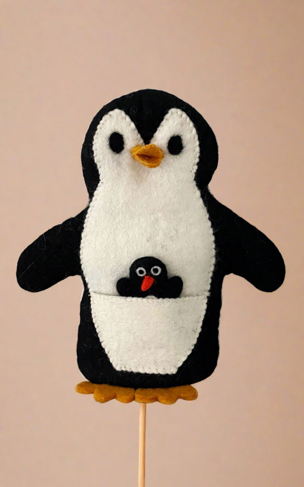 Surya Australia Ethical Wool Felt Hand Puppets made in Nepal - Penguin
