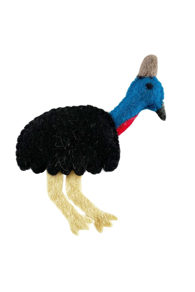 Surya Australia Fairtrade Felt Finger Puppets from Nepal - Cassowary