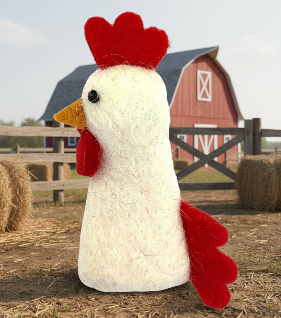 Surya Wool Felt Finger Puppets from Nepal - Chicken