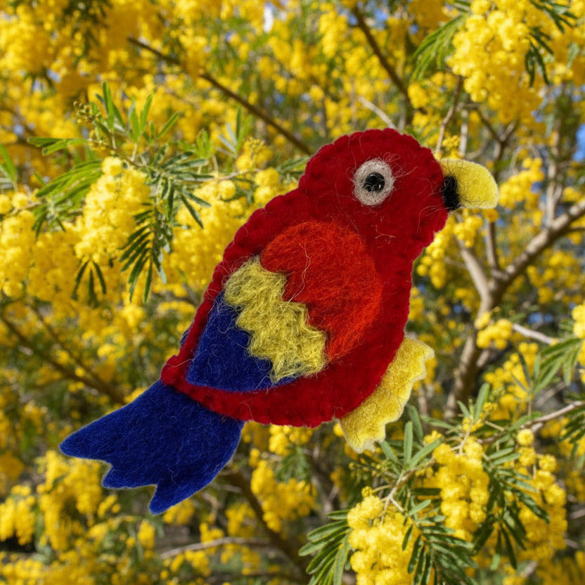 Surya Wool Felt Finger Puppets made in Nepal - Parrot