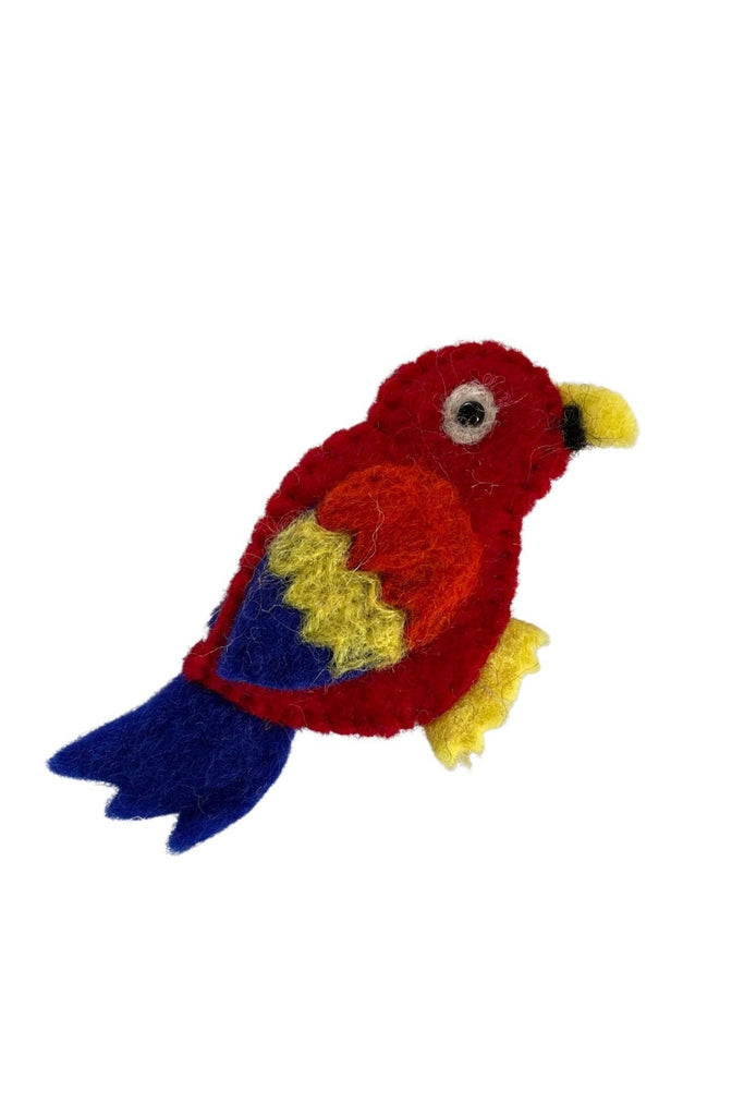 Surya Australia Ethical Wool Felt Finger Puppets made in Nepal - Parrot