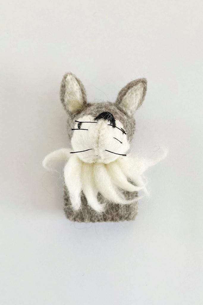 Surya Australia Fair Trade Wool Felt Finger Puppets made in Nepal - Wolf