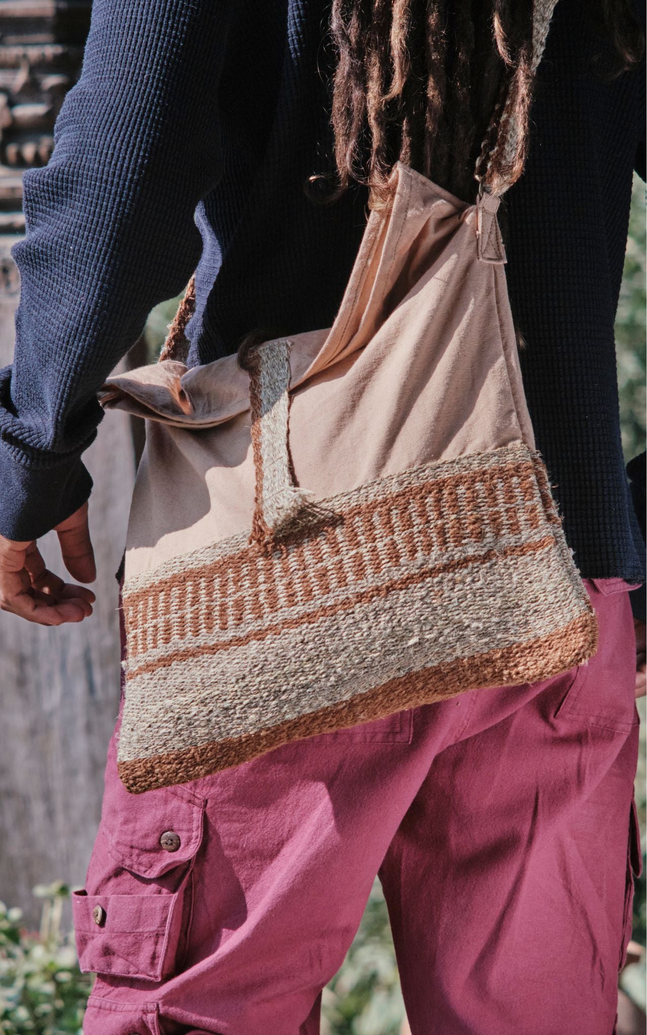 Surya Australia Handmade Hemp Satchel Bags made in Nepal - Red Cutch