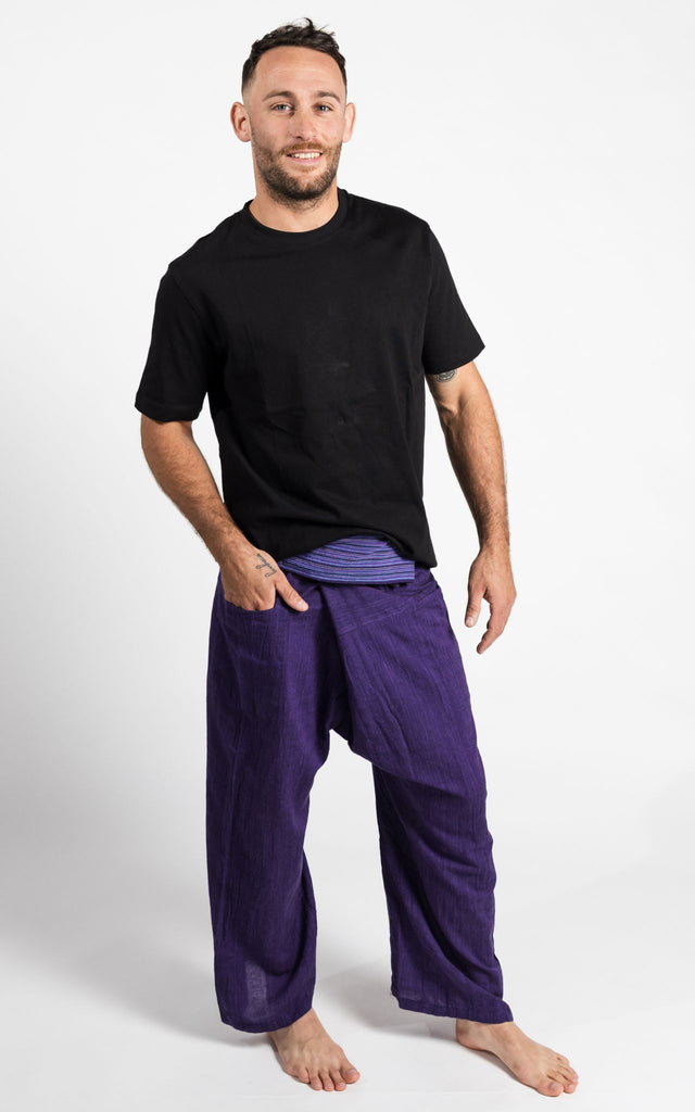 Surya Australia Cotton Fisherman Pants for men from Nepal - Purple