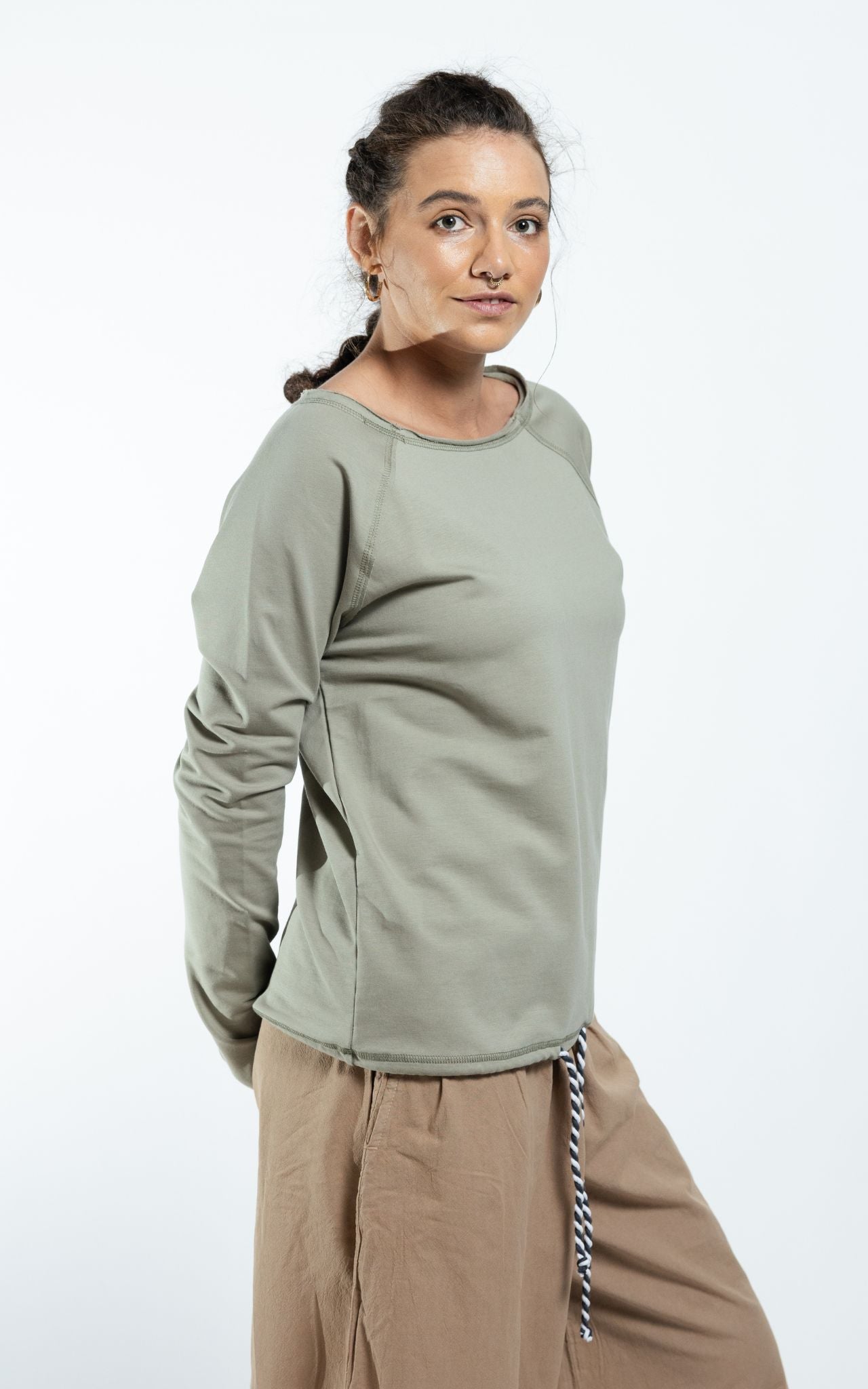 Surya Australia Organic Cotton Oversized Sweater made in Nepal - Sage
