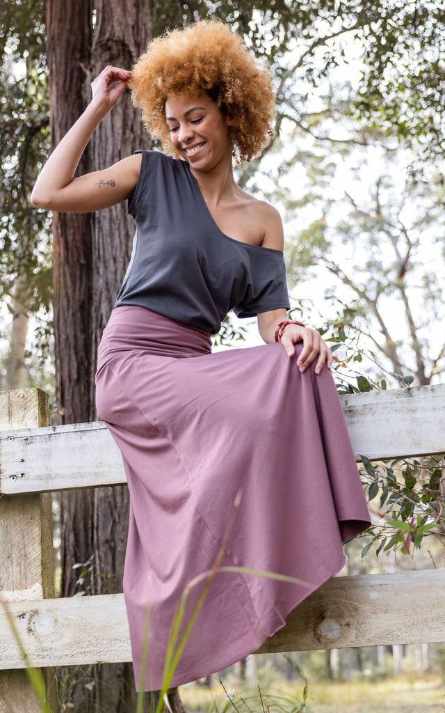 Surya Australia Ethical Organic Cotton Skirt made in Nepal - Dusty Mauve
