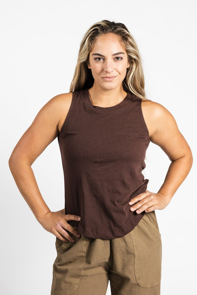 Surya Organic Cotton Tank Top made in Nepal - Chocolate