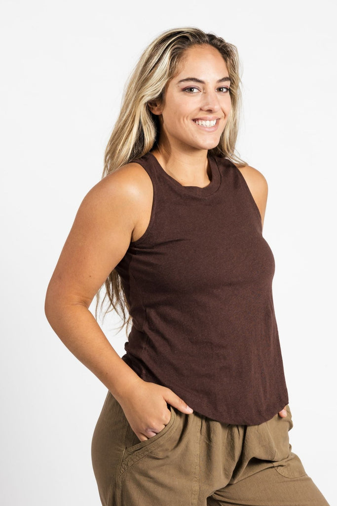Surya Organic Cotton Tank Top made in Nepal - Chocolate
