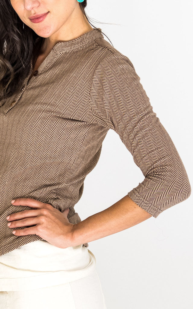Surya Australia Clementine Organic Cotton 'Clementine' Top from Nepal - Coffee