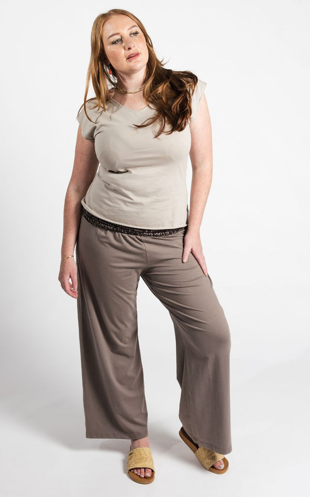 Surya Australia Organic Cotton 'Mantra' Pants made in Nepal - Taupe