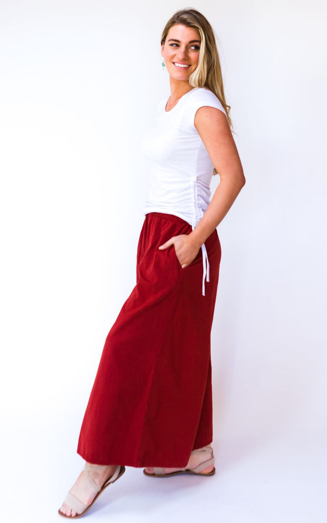 Surya Australia Ethical Cotton Palazzo Pants from Nepal - Rust