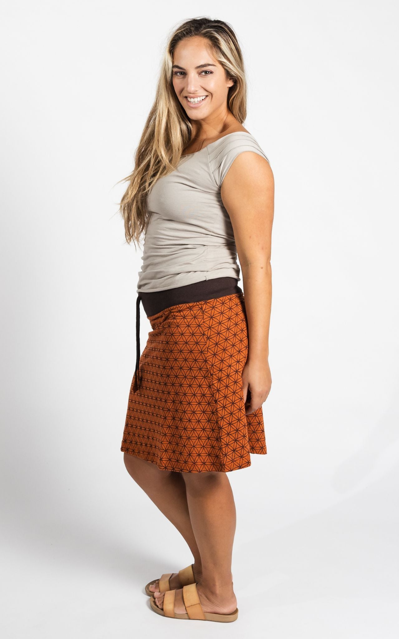 Surya Australia Ethical Cotton 'Anita' Skirt made in Nepal - Rust