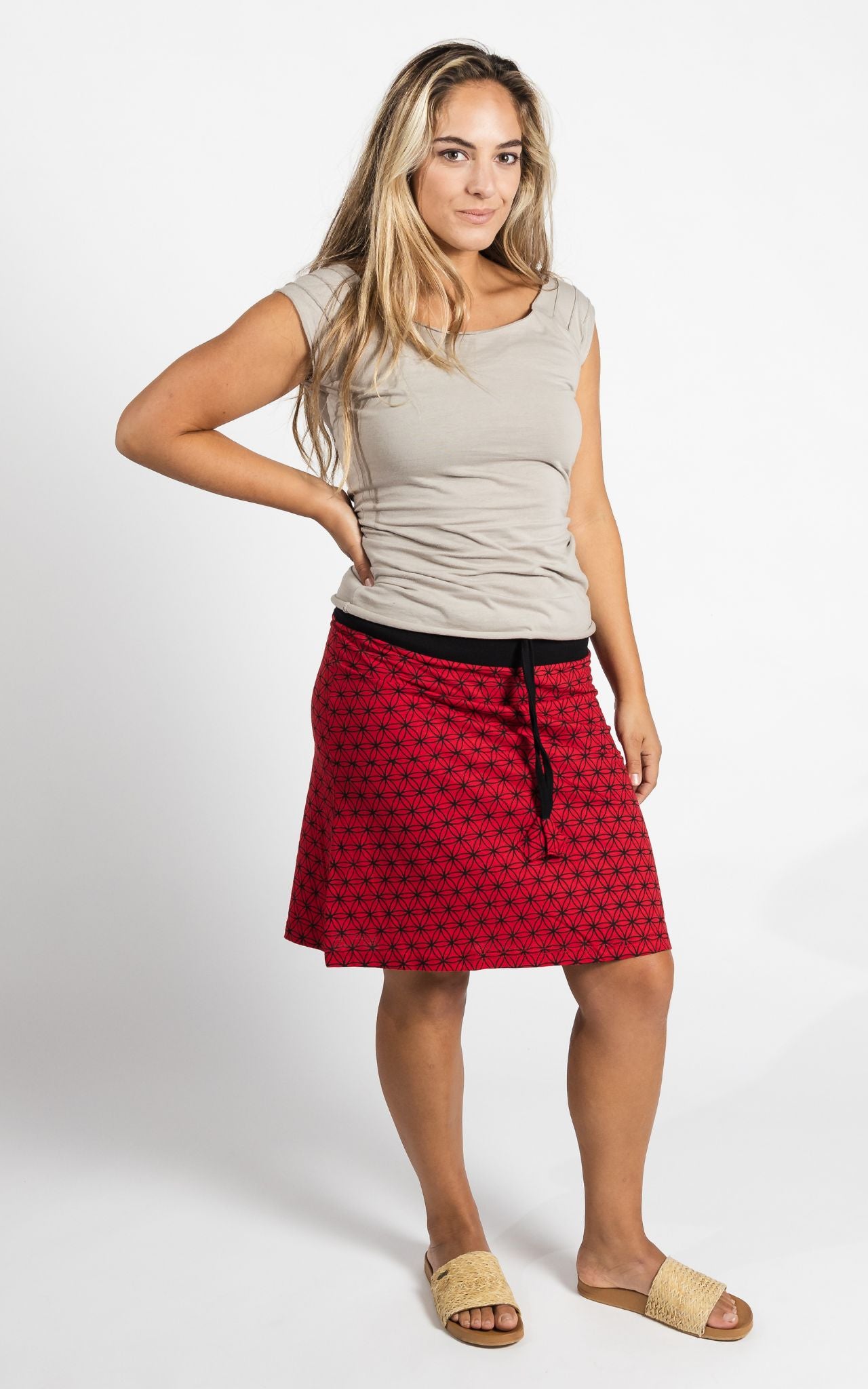 Surya Australia Ethical Cotton 'Anita' Skirt made in Nepal - Red