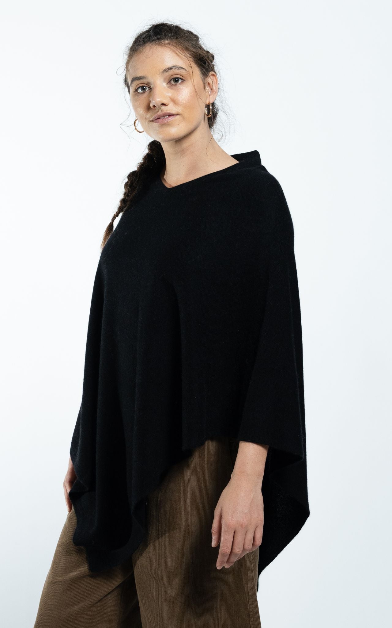 Surya Australia Ethical Cashmere Poncho made in Nepal - Black