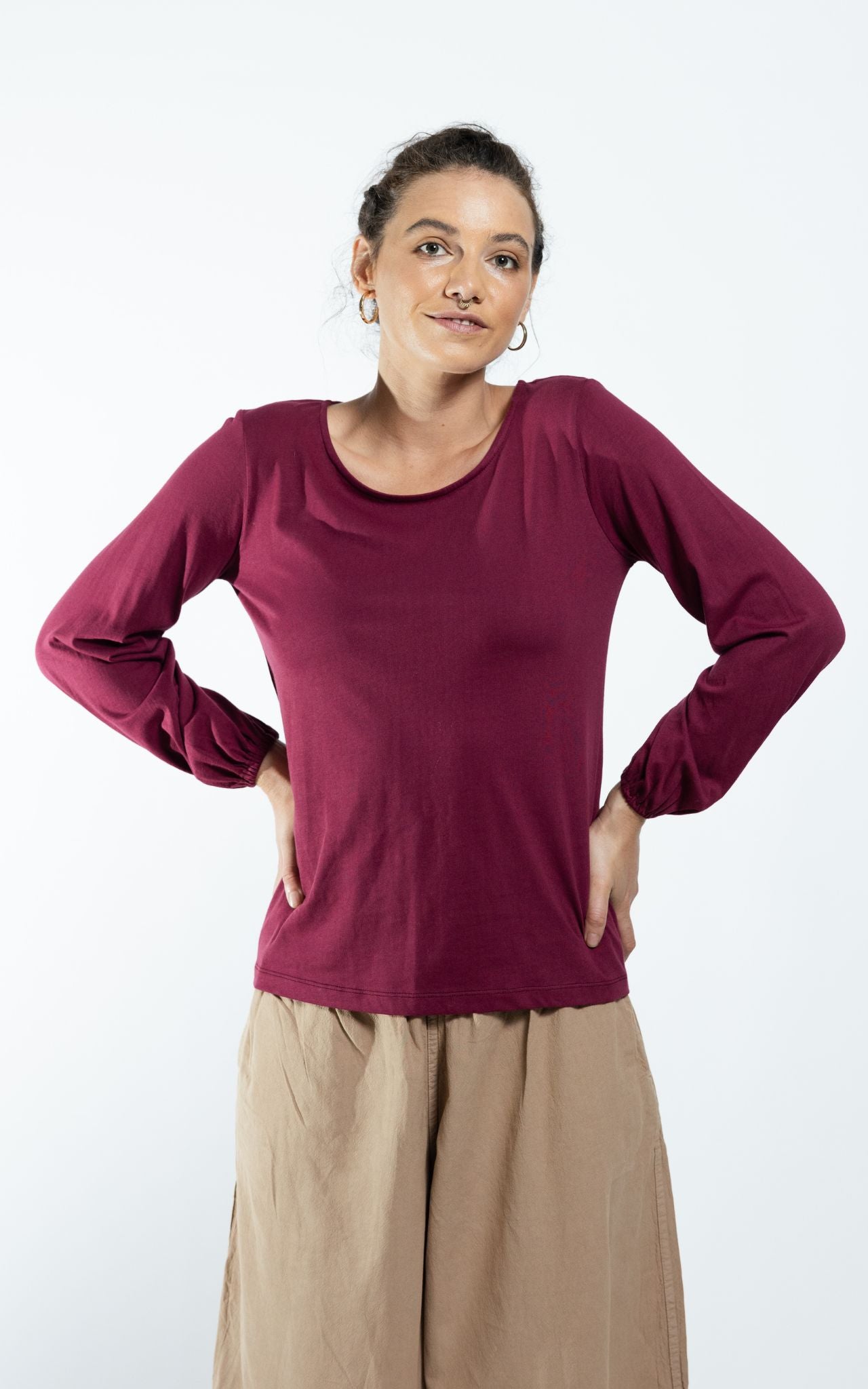 Surya The Label Ethical Organic Cotton 'Zoé' Top made in Nepal - Berry
