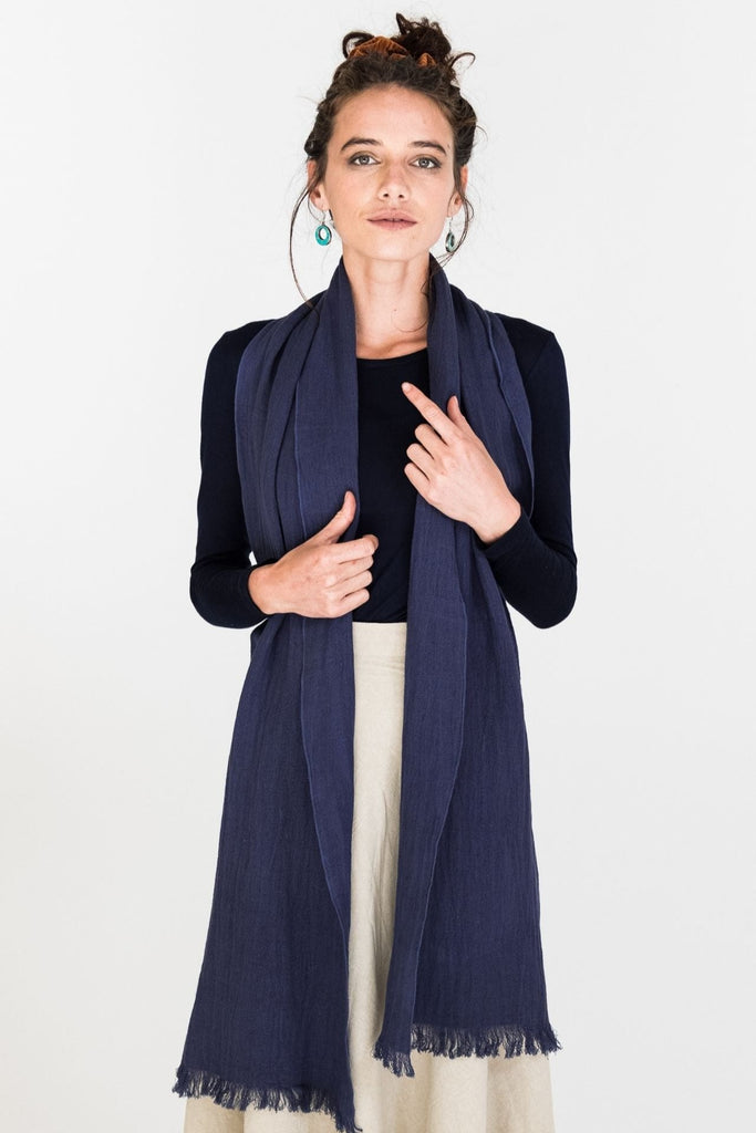 Surya Australia Fairtrade Naturally Dyed Hemp Scarf from Nepal - Indigo