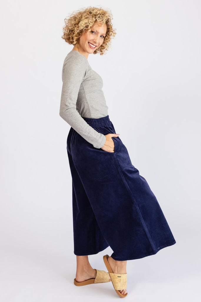 Surya Australia Ethical Cotton Corduroy Palazzo Pants made in Nepal - Chocolate