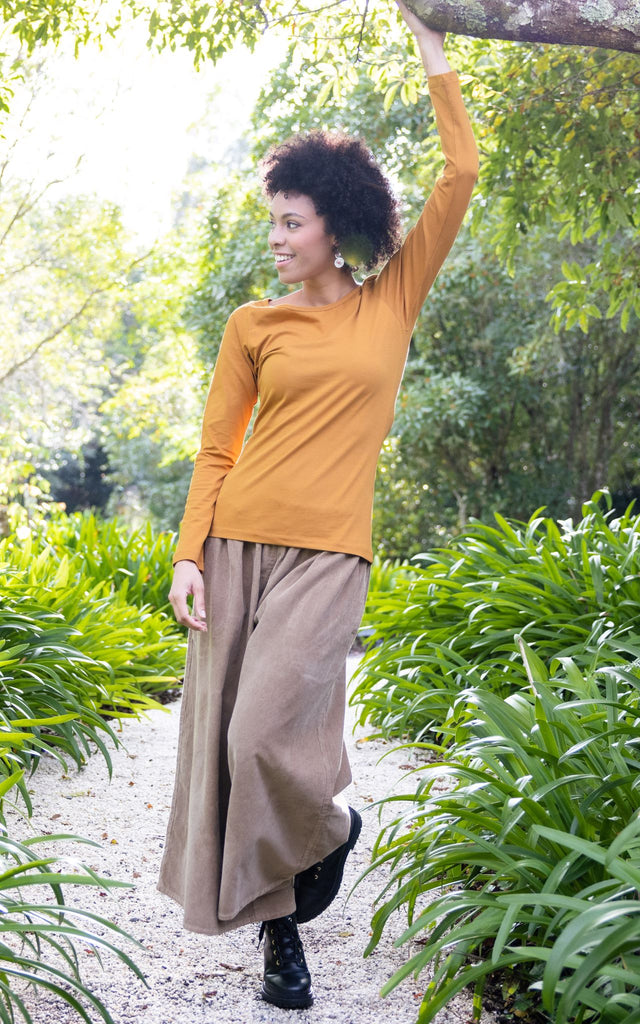 Surya Australia Ethical Cotton Corduroy Palazzo Pants made in Nepal - Sand