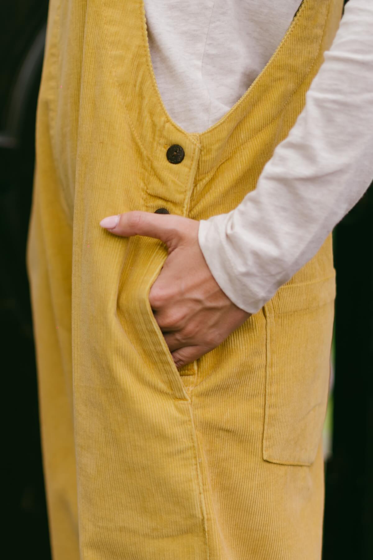 Surya Ethical Cotton Corduroy Overalls for Women - with two hip pockets