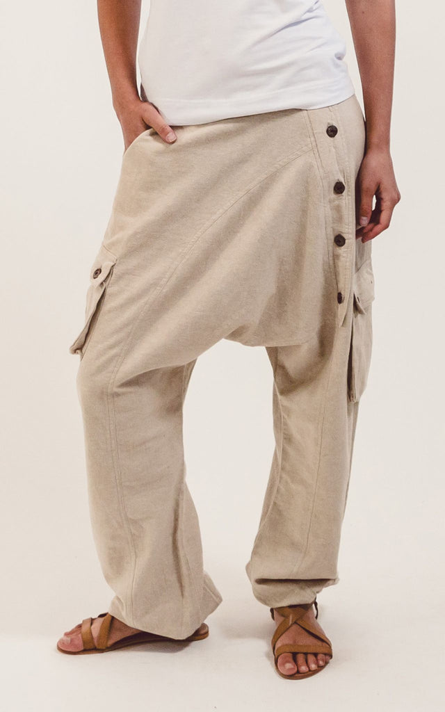 Surya Australia Ethical Drop Crotch Pants Made in Nepal - Natural