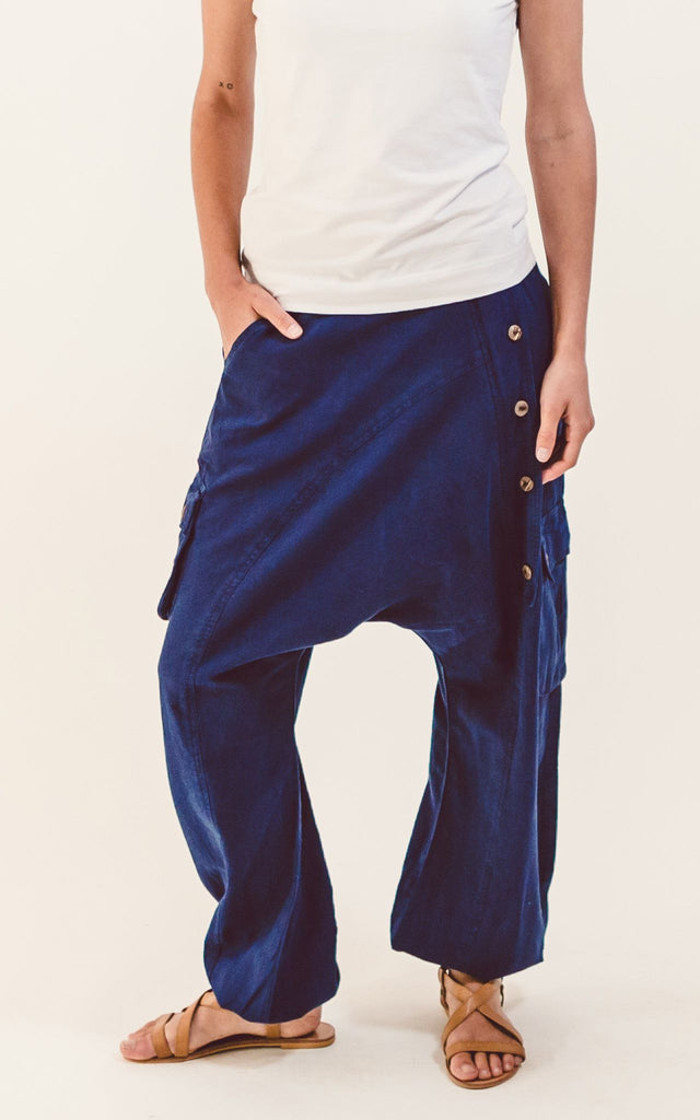Surya Australia Ethical Drop Crotch Pants Made in Nepal - Blue