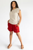 Surya Ethical Cotton Everyday Shorts for Women - Rust Red colour