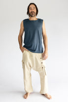 Surya Cotton Drop Crotch Trousers for Men - Natural