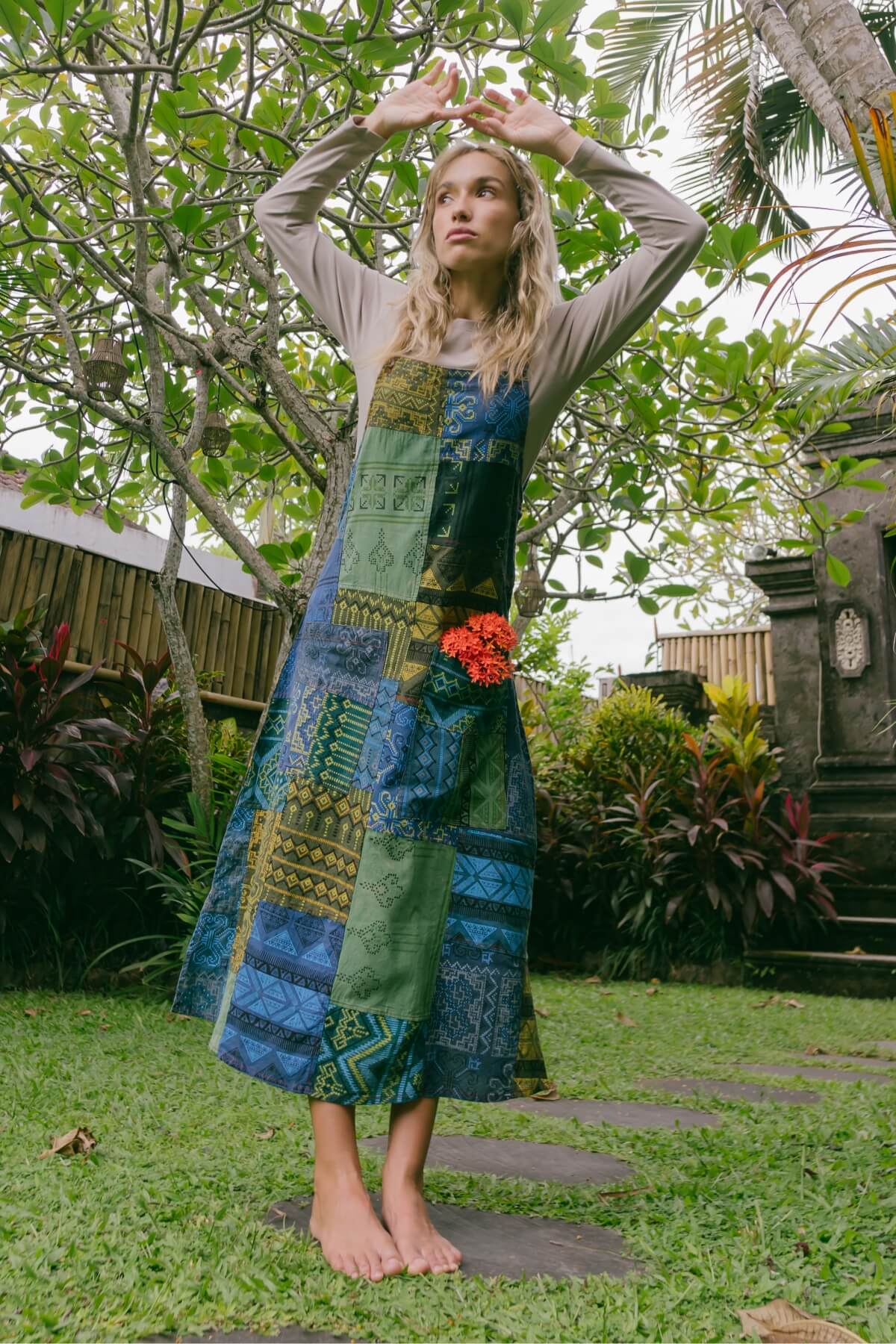 Surya Cotton Patch Pinafore - versatile overall style dress