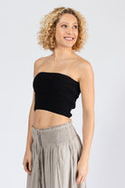 Surya Cotton Shirred Strapless Top - left side view