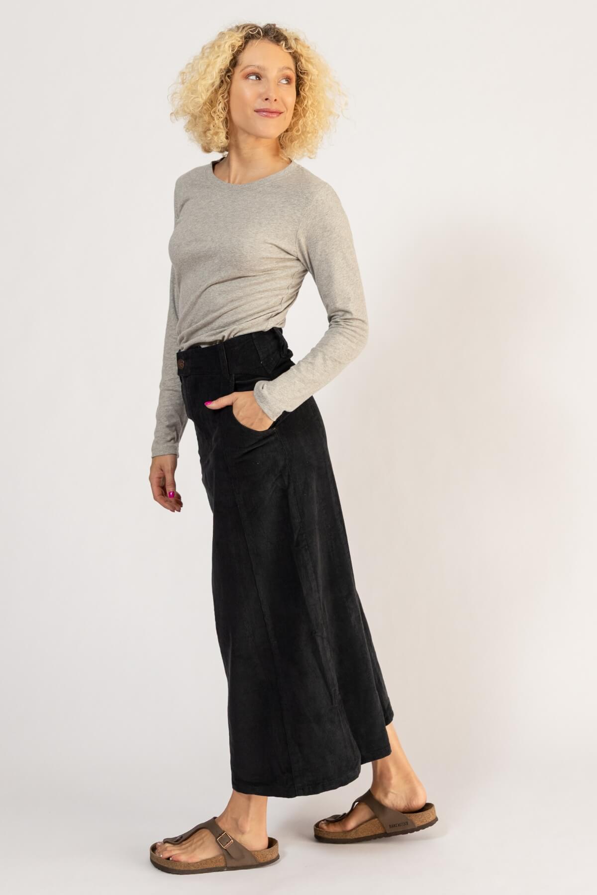 Cotton Corduroy Skirts for Women - left side view