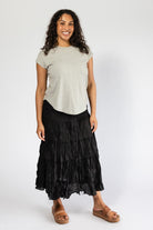 Surya Ethical Crinkle Cotton Skirt made in Nepal - Black