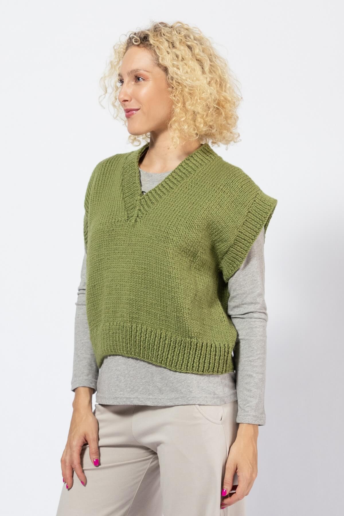 Cropped Merino Wool Vests for Women - left side view