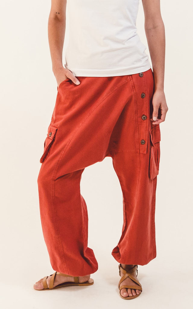 Surya Australia Ethical Drop Crotch Pants Made in Nepal - Rust