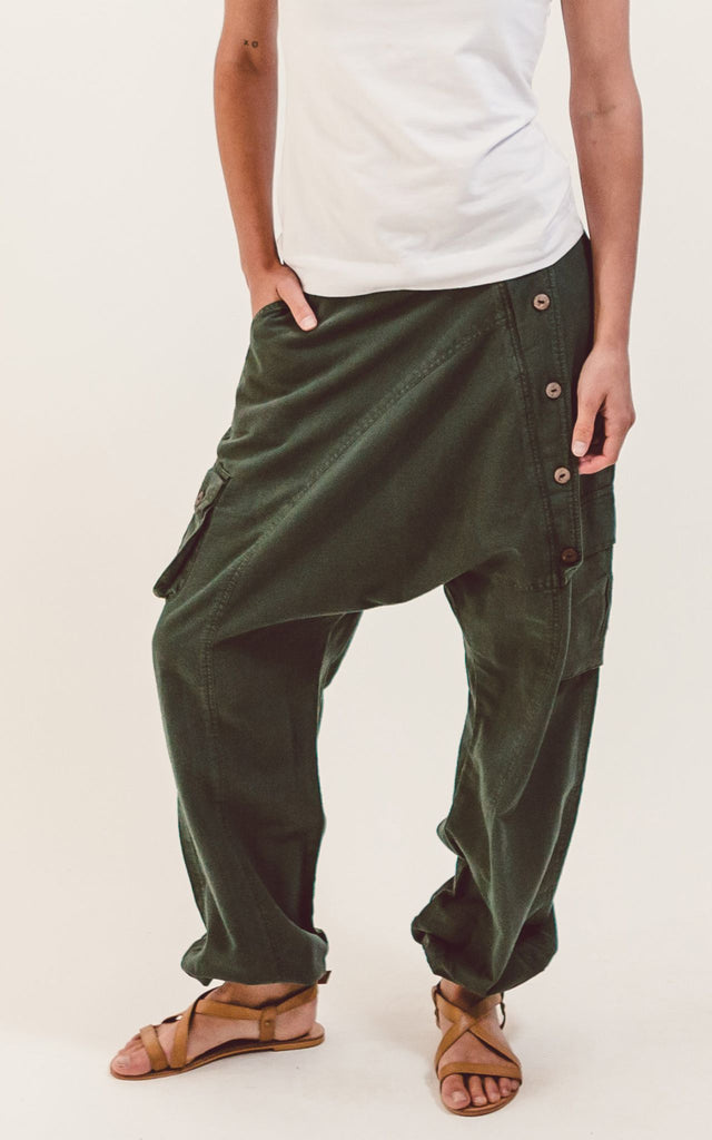 Surya Australia Ethical Drop Crotch Pants Made in Nepal - Green