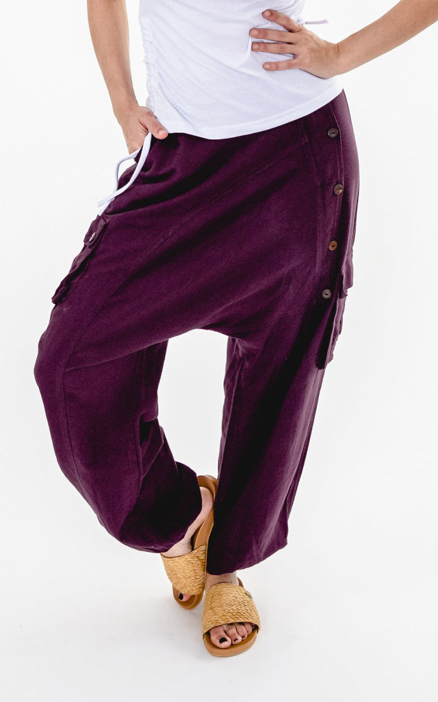 Surya Australia Ethical Drop Crotch Pants Made in Nepal - Wine