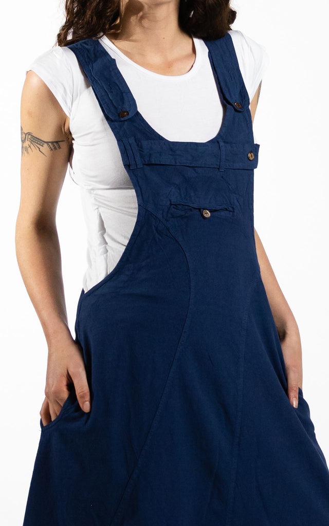 Surya Australia Ethical Dungaree Dress made in Nepal - Dark Blue
