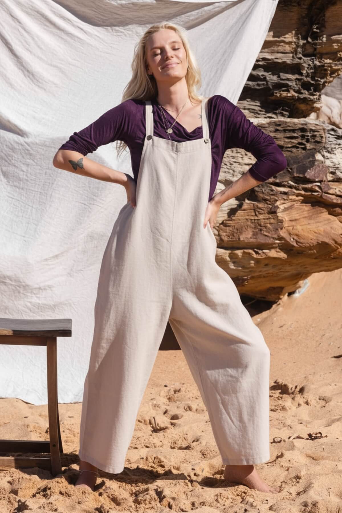 Surya Baggy Cotton Overalls ethically made in Nepal