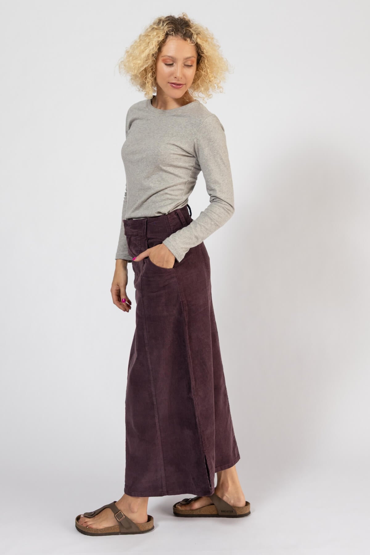 Surya Ethical Corduroy Maxi Skirts - left side view