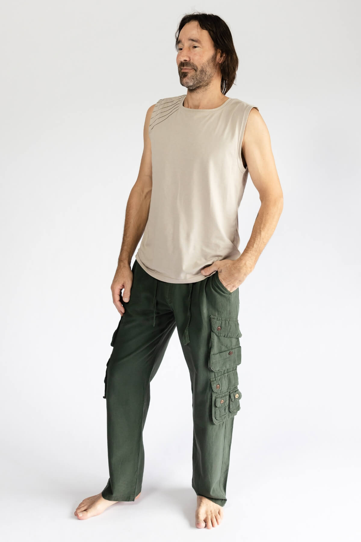 Surya Cotton Cargo Pants for Men - right side view
