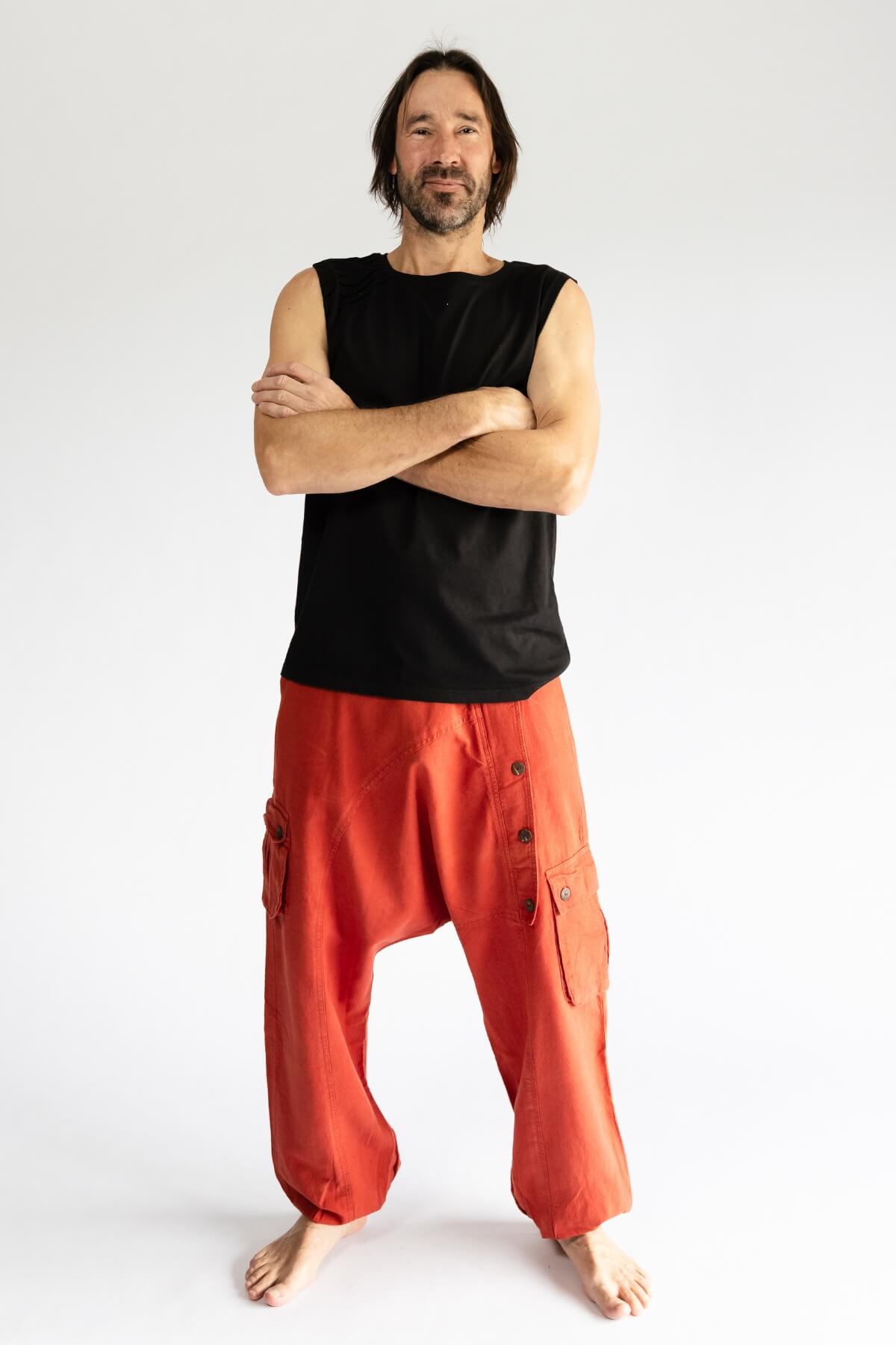 Surya Drop Crotch Pants for Men - Rust colour