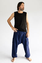 Surya Cotton Drop Crotch Pants for Men - Blue