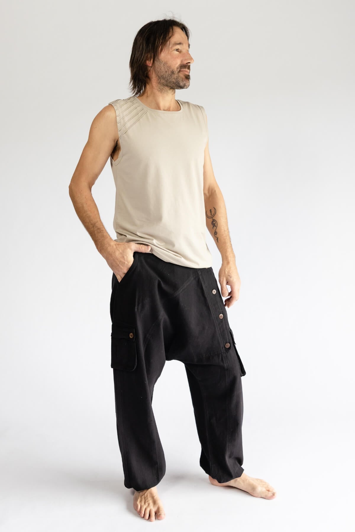 Surya Ethical Cotton Drop Crotch Pants for Men - right side view