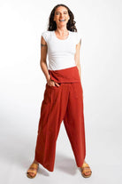Surya Cotton Thai Fisherman Pants made in Nepal -flattering turn down waistband