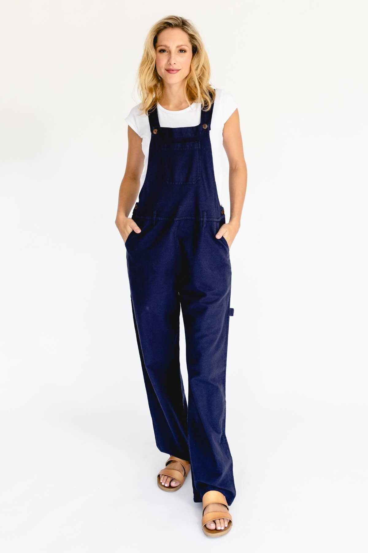 Surya Woven Cotton Dungarees for Women - Dark Blue