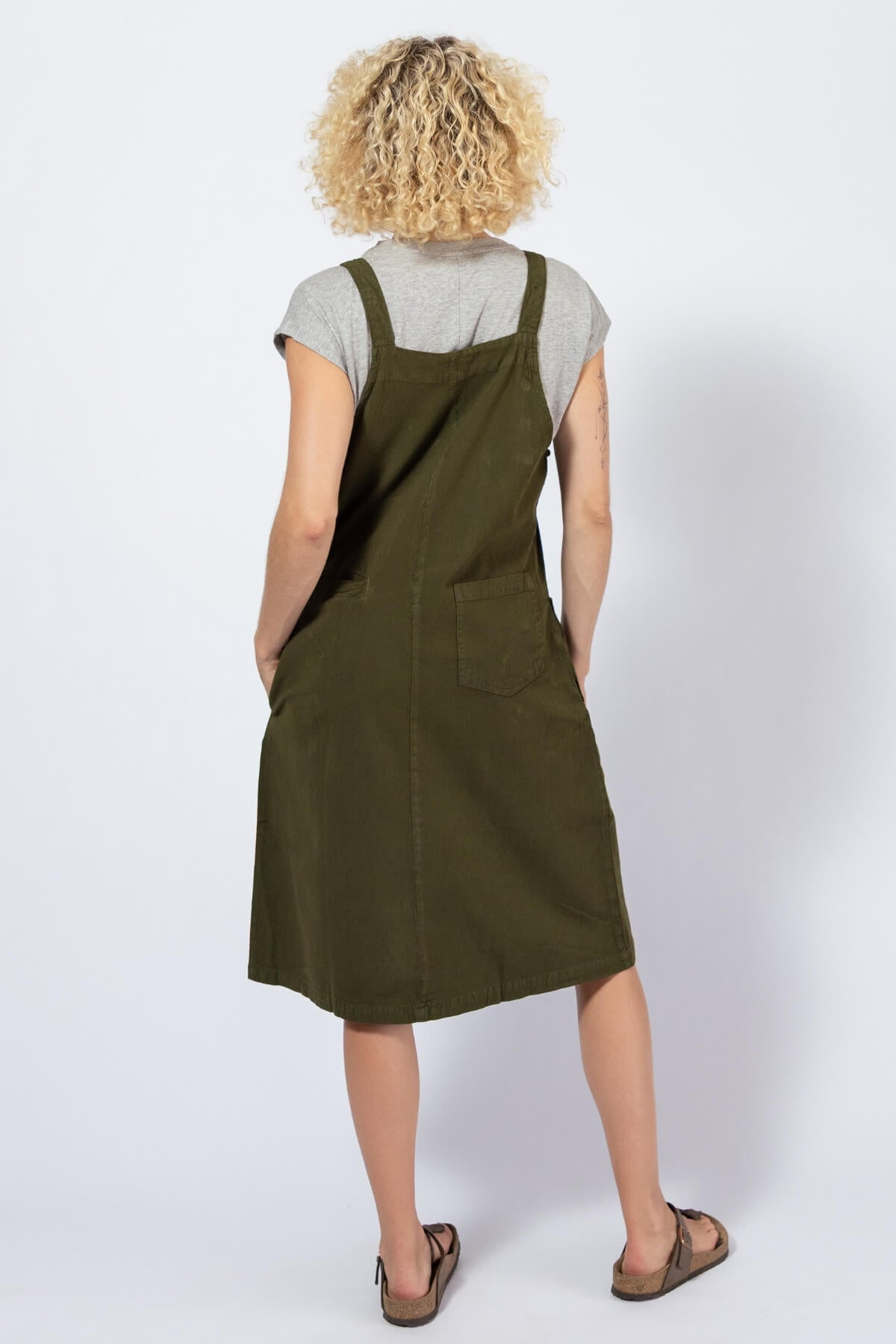 Relaxed Fit Cotton Pinafore for Women - rear view